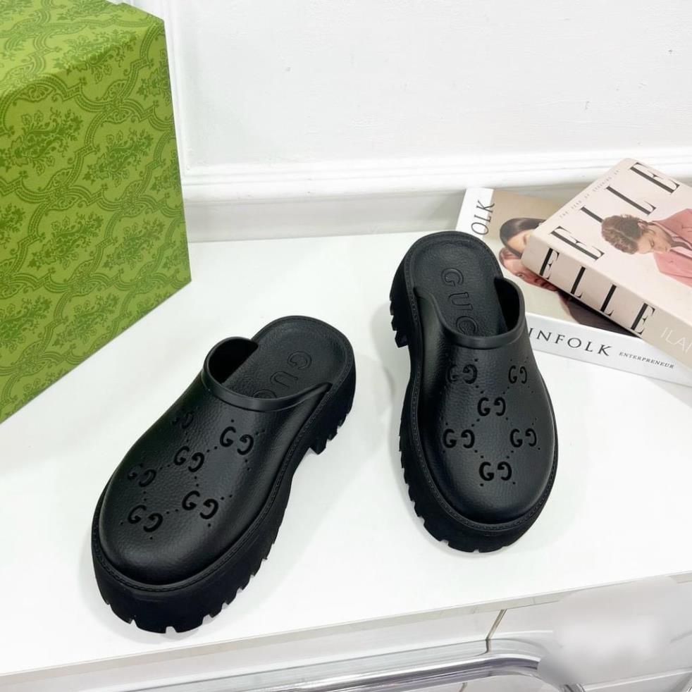 Dép Sục Gucci Nữ, Dép GC Nữ Độn Đế Cao Su Đúc Cao Cấp Đế Cao 5cm Hot Trend 2023 S22