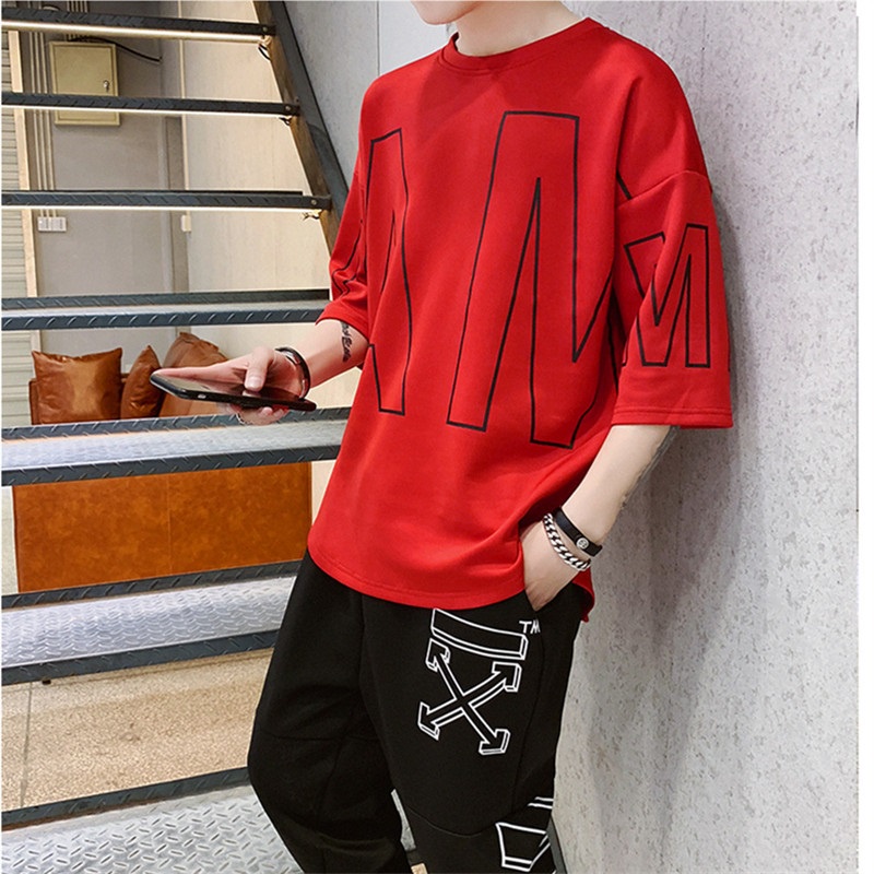 Bộ Áo Thun + Quần Dài Dáng Rộng Phong Cách hip hop Thời Trang Mùa Hè Cho Nam