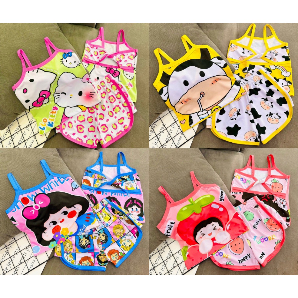 Bộ 2 dây bé gái chuyển nhiệt 4 màu 4 hình cho bé từ 6kg đến 30kg.GN015. .