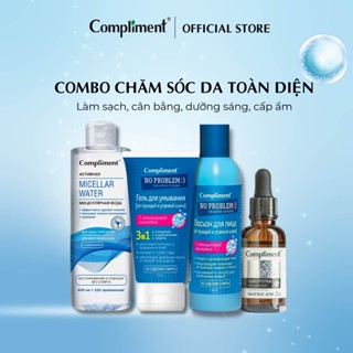 Combo Compliment cho da dầu mụn tẩy trang 400ml + sữa rửa mặt 200ml + toner 200ml + serum 27ml
