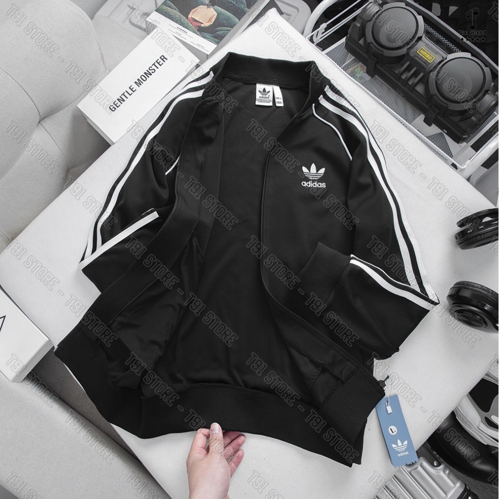 Áo Khoác Bomber 2 lớp  Adidas Thể Thao cao cấp Nam Vải Thun Nỉ Dày Co Giãn  Áo Khoác 3 Sọc kẻ Trắng xu