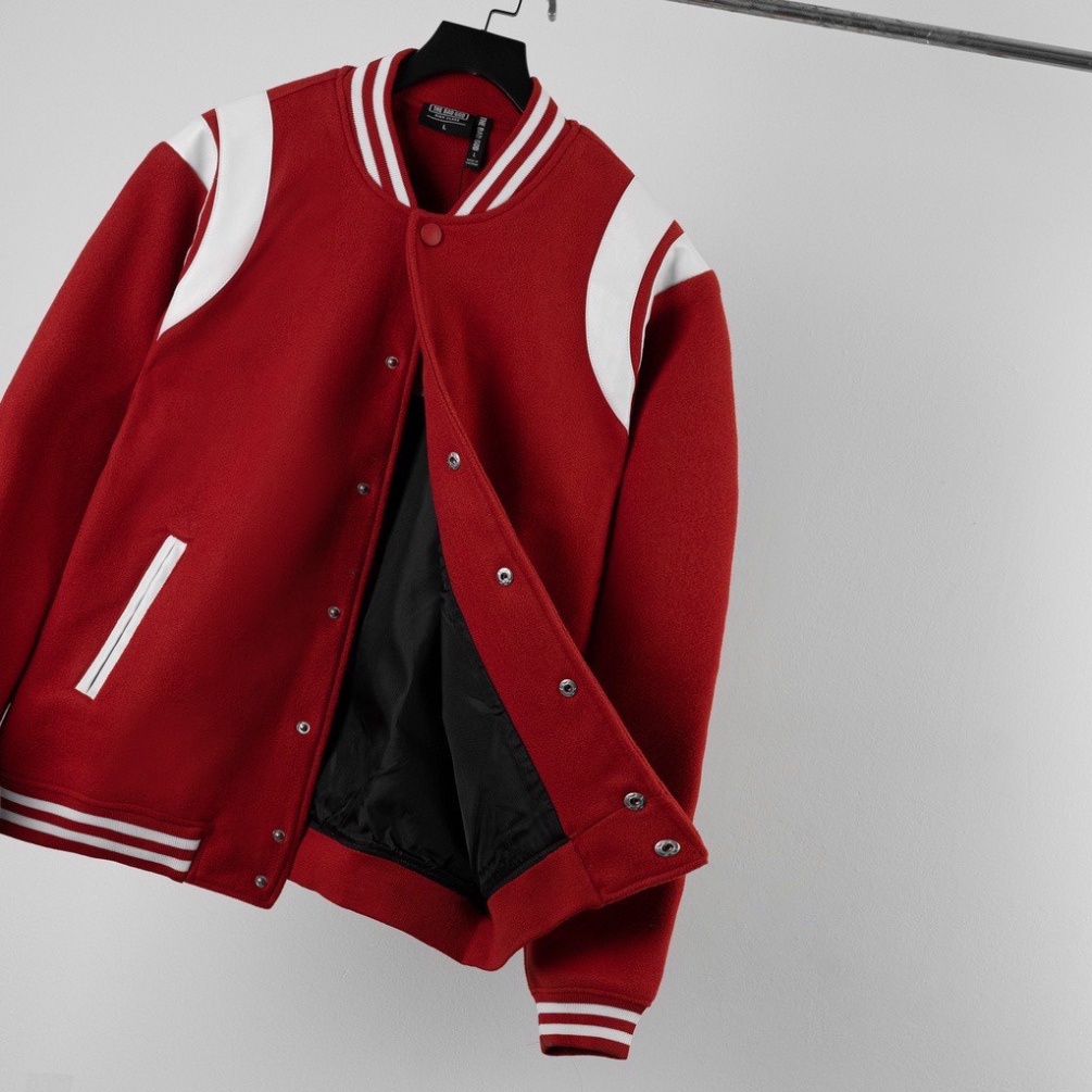 Áo Khoác Bomber 2 lớp da Teddy Nam Phối Viền Da Chất Liệu Dạ Thời Trang Nam hot 2023