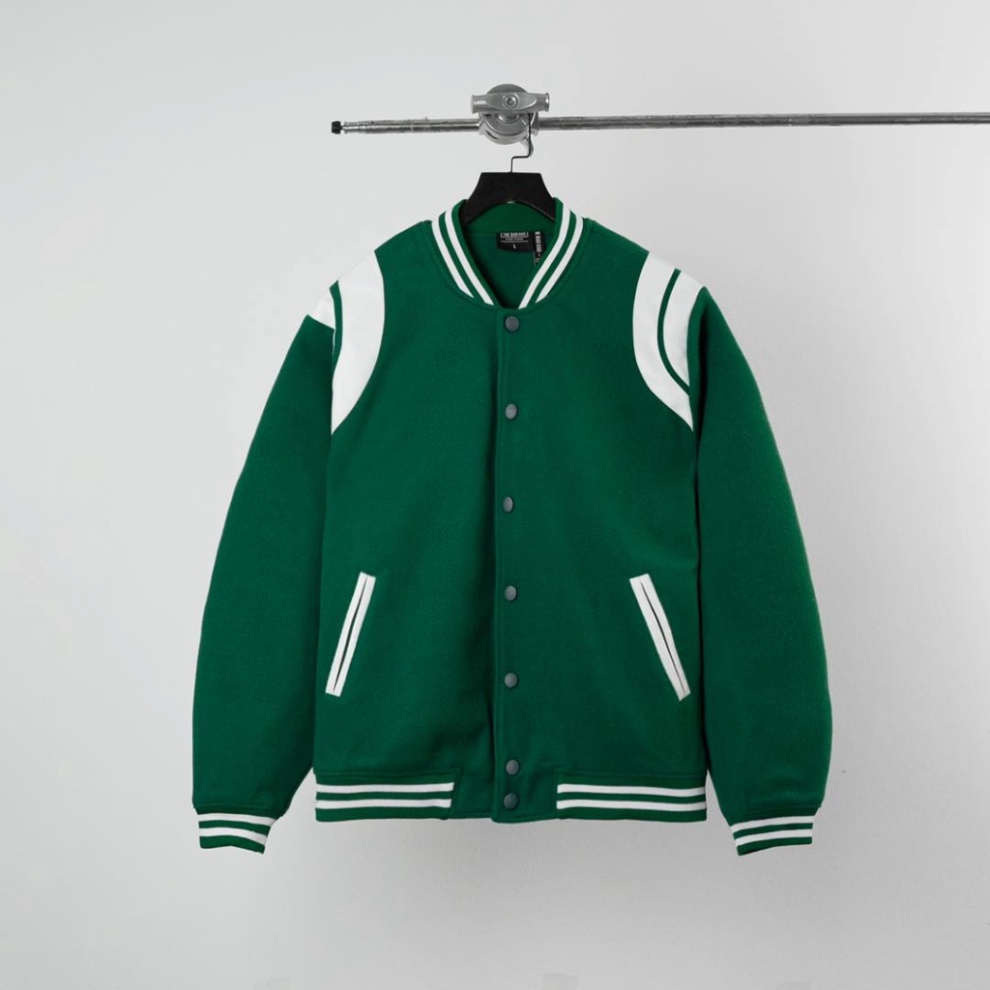 Áo Khoác Bomber 2 lớp da Teddy Nam Phối Viền Da Chất Liệu Dạ Thời Trang Nam hot 2023