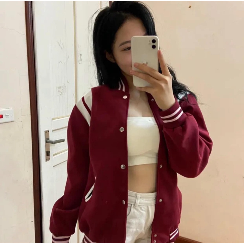 Áo Khoác Bomber 2 lớp da Teddy Nam Phối Viền Da Chất Liệu Dạ Thời Trang Nam hot 2023