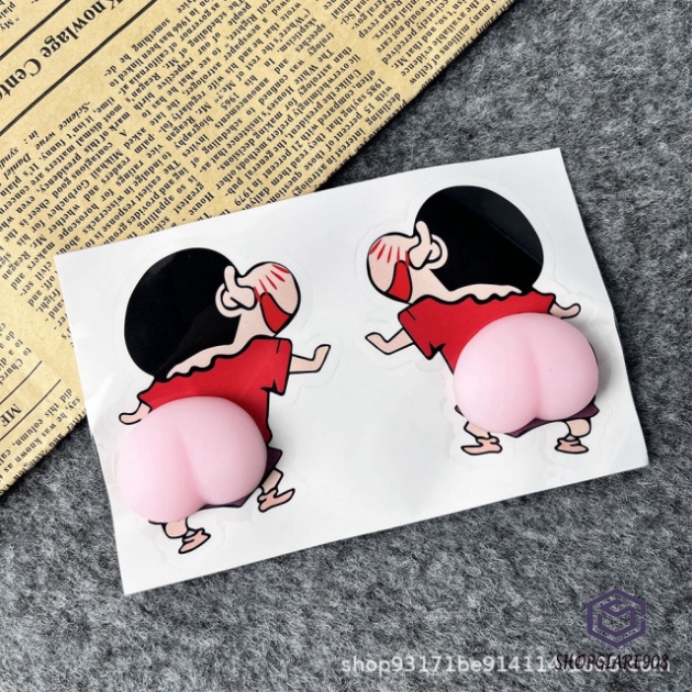 SHIBA NÂU tấm dán Mông Sillicon Sticker Quả Đào Mông Shin Mông Voi Mông Chó Thú Bóp Giảm Stress, Siêu Hot, Dán Ốp