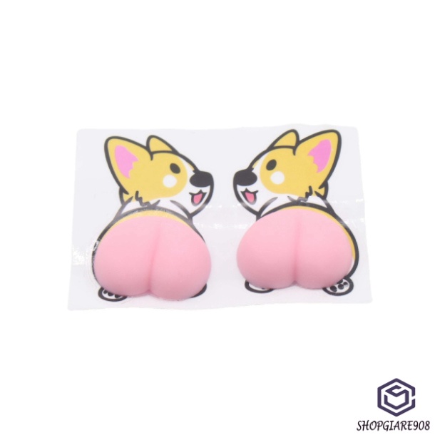 SHIBA NÂU tấm dán Mông Sillicon Sticker Quả Đào Mông Shin Mông Voi Mông Chó Thú Bóp Giảm Stress, Siêu Hot, Dán Ốp