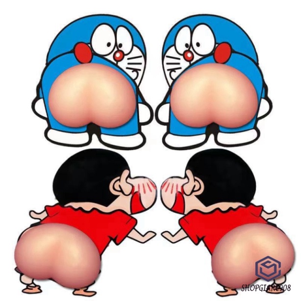 Hình SHIN tấm dán mông Sillicon Sticker, Quả đào mông Bóp Giảm Stress, siêu hot, dán ốp laptop dán xe con xe má