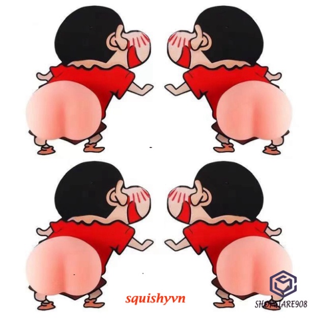 Hình SHIN tấm dán mông Sillicon Sticker, Quả đào mông Bóp Giảm Stress, siêu hot, dán ốp laptop dán xe con xe má