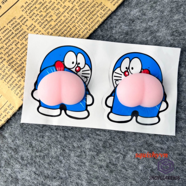 Miếng dán mông Sillicon Sticker, Quả đào mông Bóp Giảm Stress, siêu hot, dán ốp máy tính bảng dán xe con mô tô chặn cửa