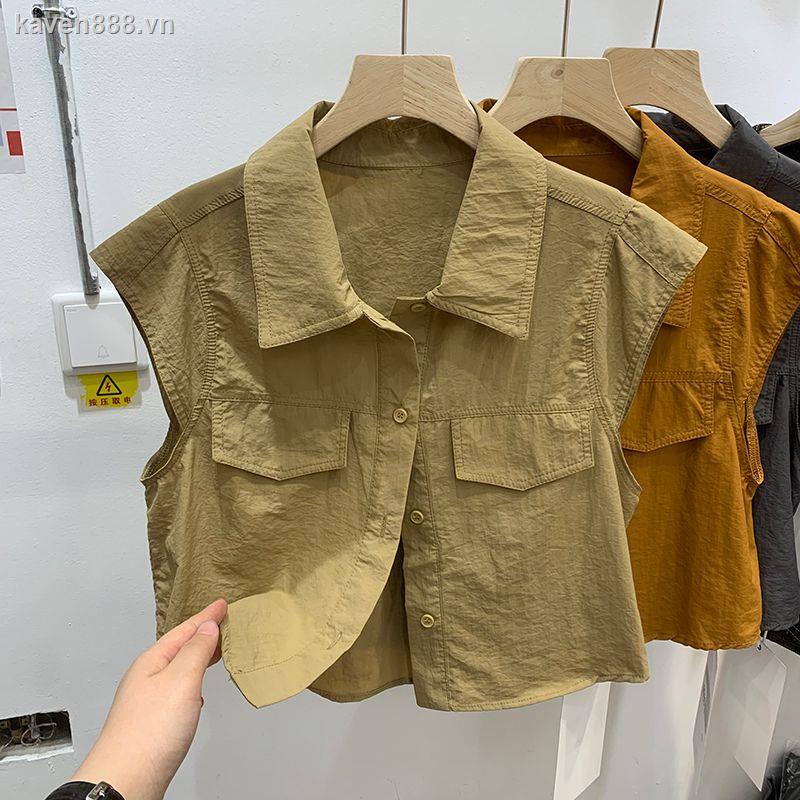 Áo Sơ Mi Ngắn Không Tay Nhiều Nút Cài Nhỏ Hàng Châu Âu Thời Trang Mùa Hè Hàng Mới 2023 Dành Cho Bạn Nữ