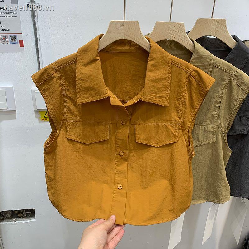 Áo Sơ Mi Ngắn Không Tay Nhiều Nút Cài Nhỏ Hàng Châu Âu Thời Trang Mùa Hè Hàng Mới 2023 Dành Cho Bạn Nữ