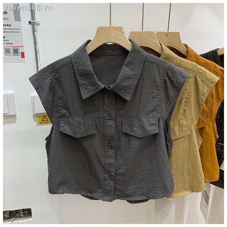 Áo Sơ Mi Ngắn Không Tay Nhiều Nút Cài Nhỏ Hàng Châu Âu Thời Trang Mùa Hè Hàng Mới 2023 Dành Cho Bạn Nữ