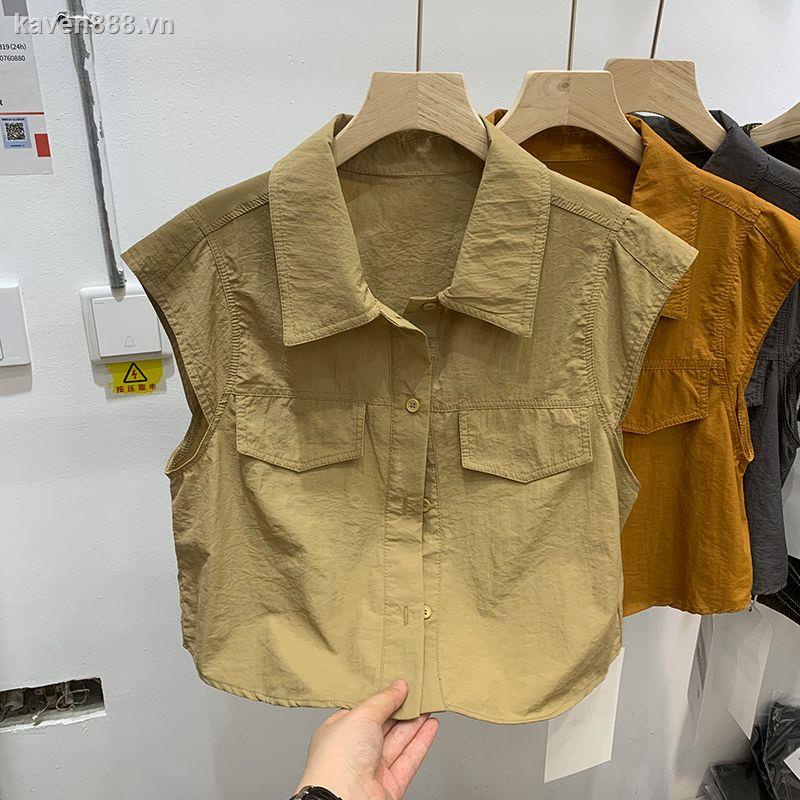 Áo Sơ Mi Ngắn Không Tay Nhiều Nút Cài Nhỏ Hàng Châu Âu Thời Trang Mùa Hè Hàng Mới 2023 Dành Cho Bạn Nữ