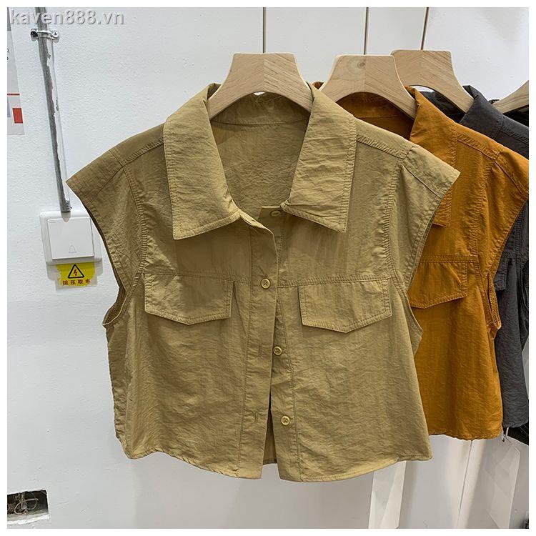 Áo Sơ Mi Ngắn Không Tay Nhiều Nút Cài Nhỏ Hàng Châu Âu Thời Trang Mùa Hè Hàng Mới 2023 Dành Cho Bạn Nữ