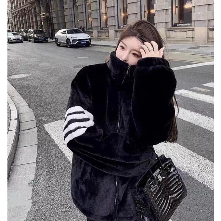 (Hàng đẹp) Áo Khoác Lông 2 lớp nam nữ Thom Browne zip phối tay hoạ tiết 4 sọc kẻ lót gió dày dặn đẹp Siêu Hot 2023 | BigBuy360 - bigbuy360.vn