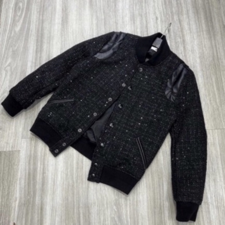 Áo Khoác, Áo Bomber Cúc Dạ Kim Tuyến Cao Cấp Cho Nam Nữ