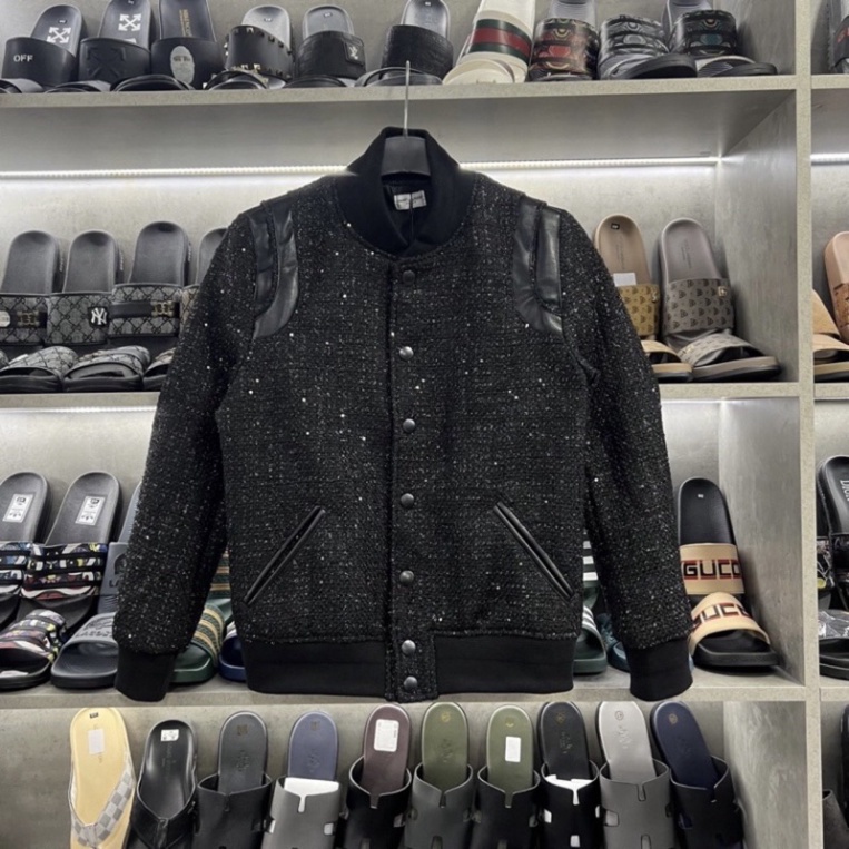 Áo Khoác, Áo Bomber Cúc Dạ Kim Tuyến Cao Cấp Cho Nam Nữ