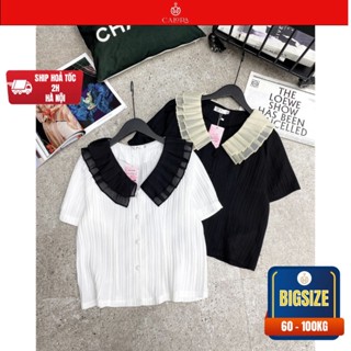 Áo big size sơ mi cổ vest tay bồng 60 -95kg , chất vải lụa cheo mền mại , mặc mát ( hình thật +video)