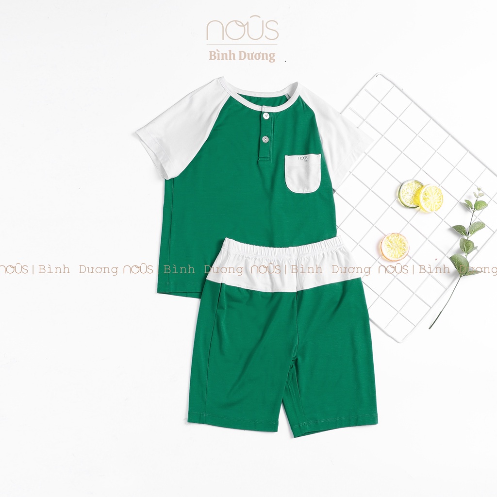 Bộ quần áo trẻ em nous kids bé trai trắng xanh nhạt - Nu doux - Nous Bình Dương