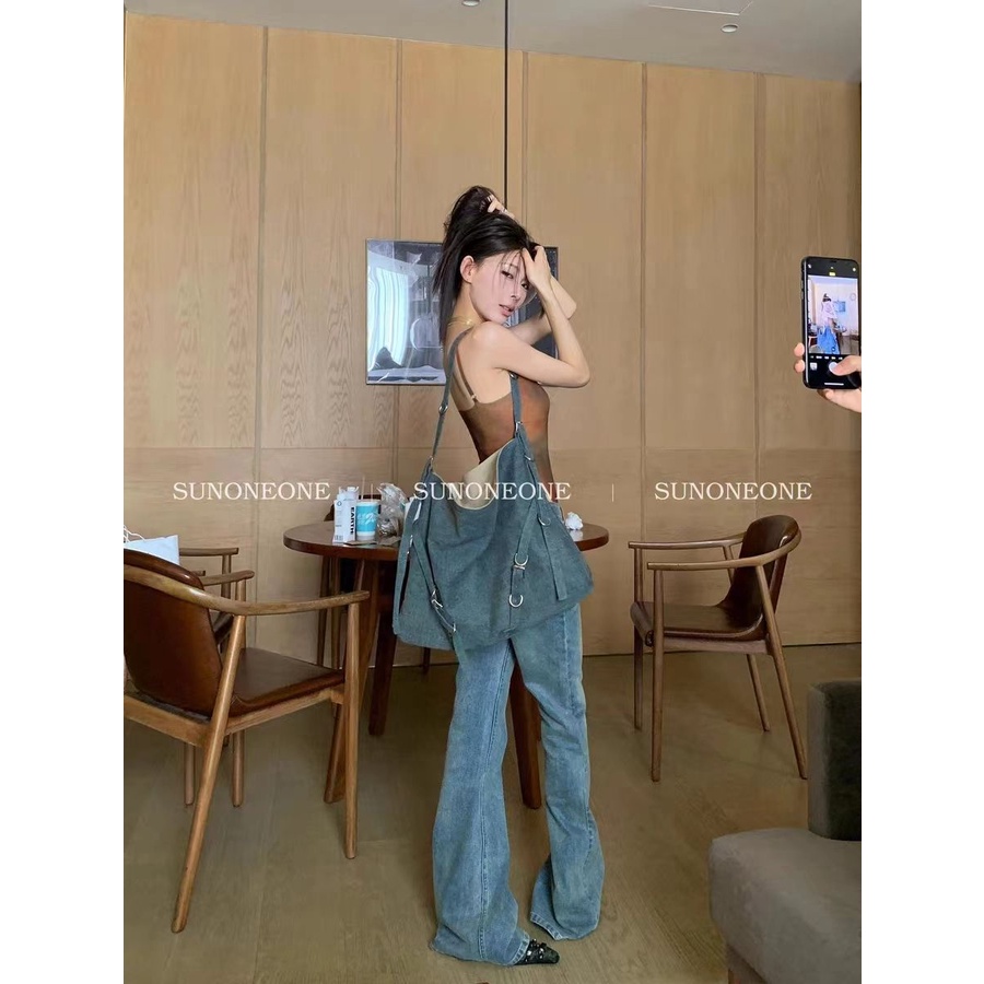 Túi Xách denim Cỡ Lớn Phong Cách retro Thời Trang Mùa Hè 2023 Mới