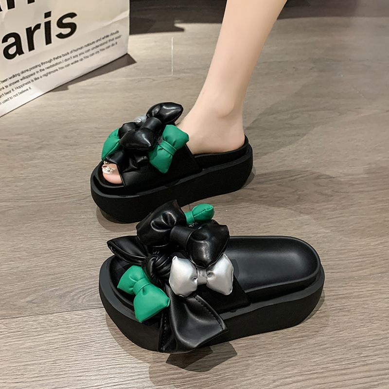 Xăng đan Đế Xốp Dày Thắt Nơ Phong Cách Châu Âu Thời Trang Đi Biển Mùa Hè Mới Cho Nữ