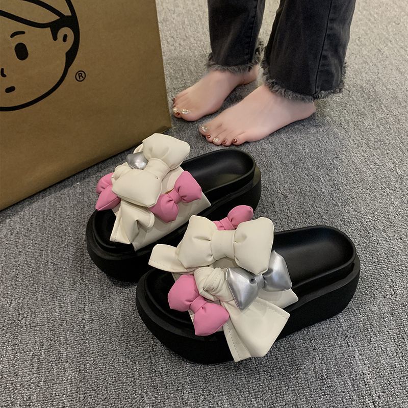 Xăng đan Đế Xốp Dày Thắt Nơ Phong Cách Châu Âu Thời Trang Đi Biển Mùa Hè Mới Cho Nữ