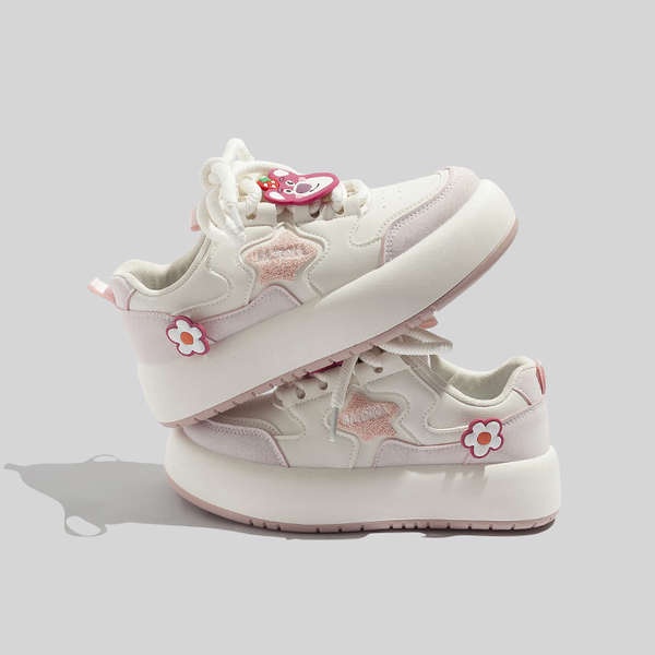 Dễ Thương Giày Thể Thao Trắng Đế Dày Thoải Mái Năng Động Cho Học Sinh