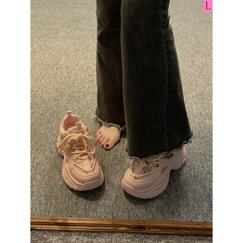 Giày Sneaker Đế Dày Tăng Chiều Cao Mùa Hè 2023 Thoáng Khí Hợp Thời Trang Phong Cách Mới Cho Nữ