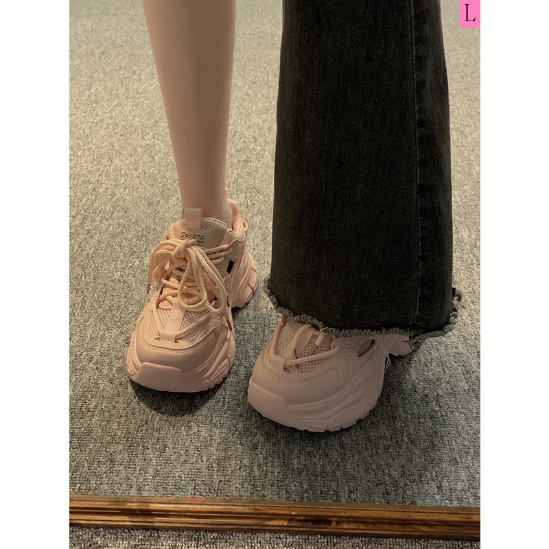 Giày Sneaker Đế Dày Tăng Chiều Cao Mùa Hè 2023 Thoáng Khí Hợp Thời Trang Phong Cách Mới Cho Nữ