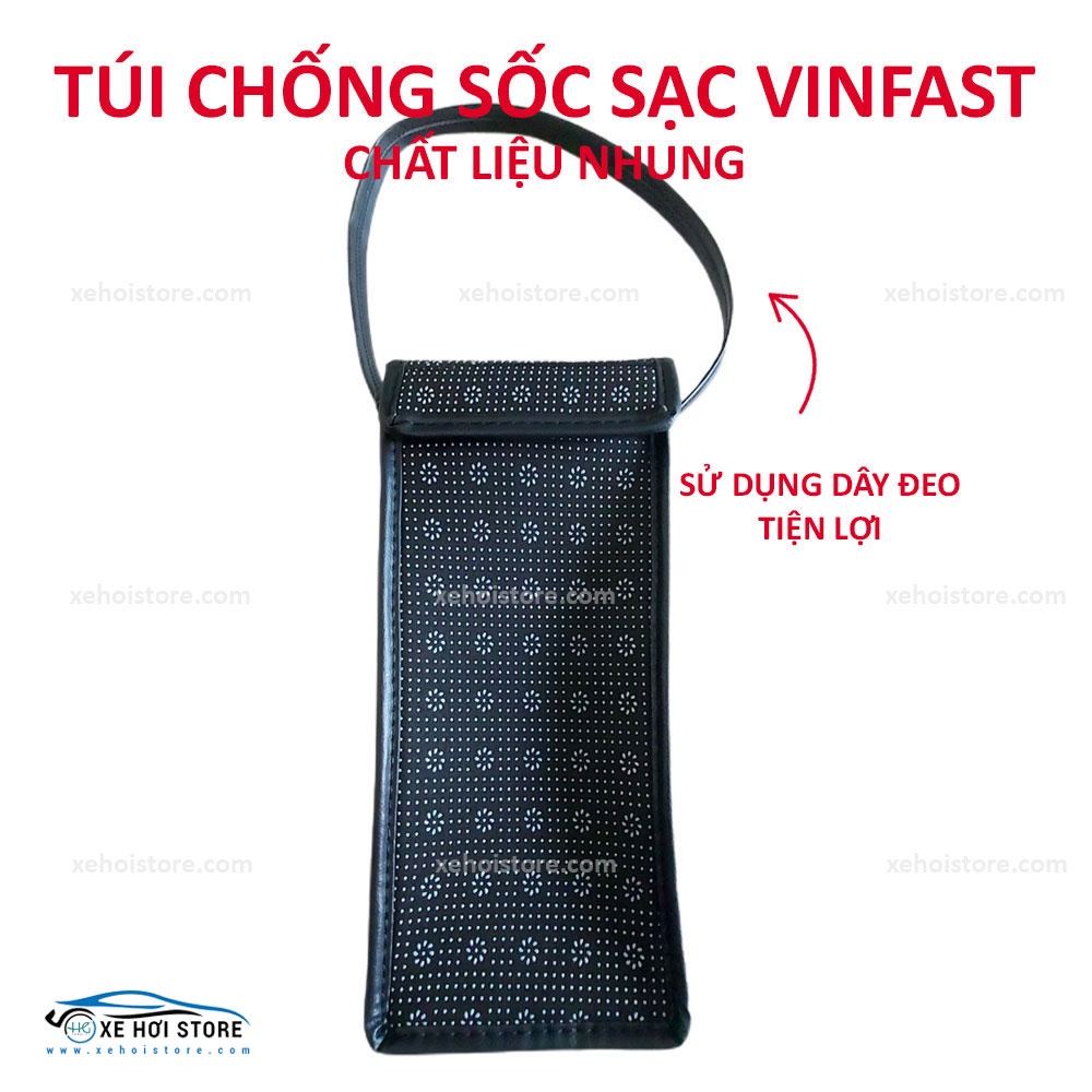 Túi chống sốc sạc xe điện Vinfast Feliz S, Vento S, Theon S,… bằng nhung