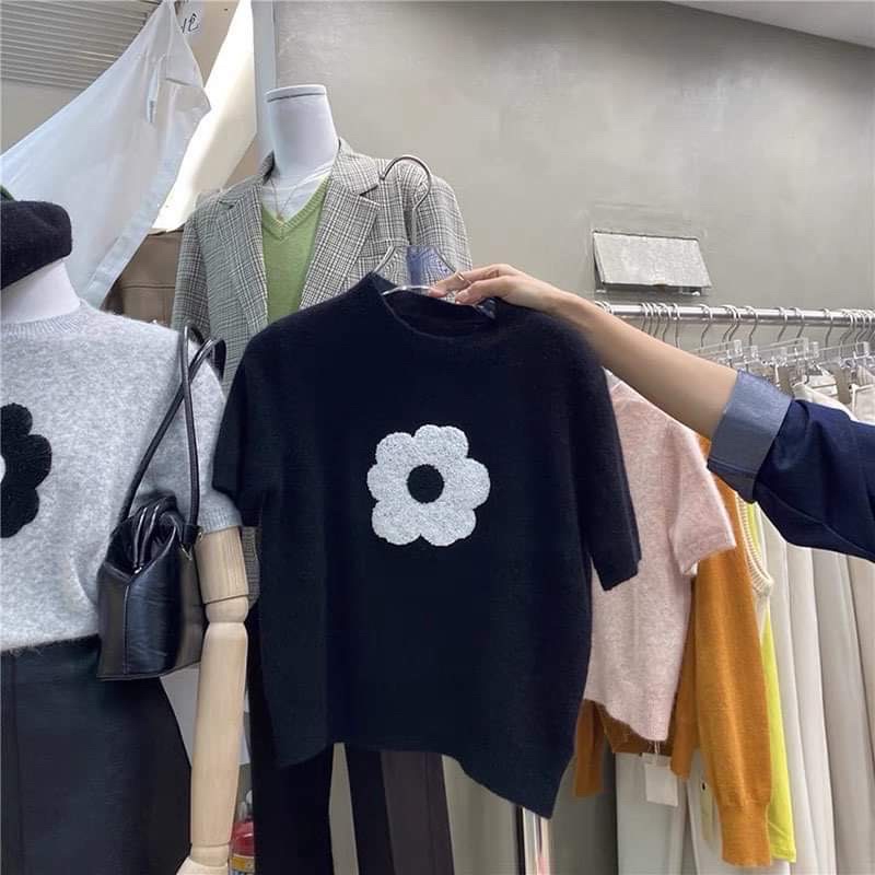Áo len thêu hoa cộc tay Nana21 Nanastore21