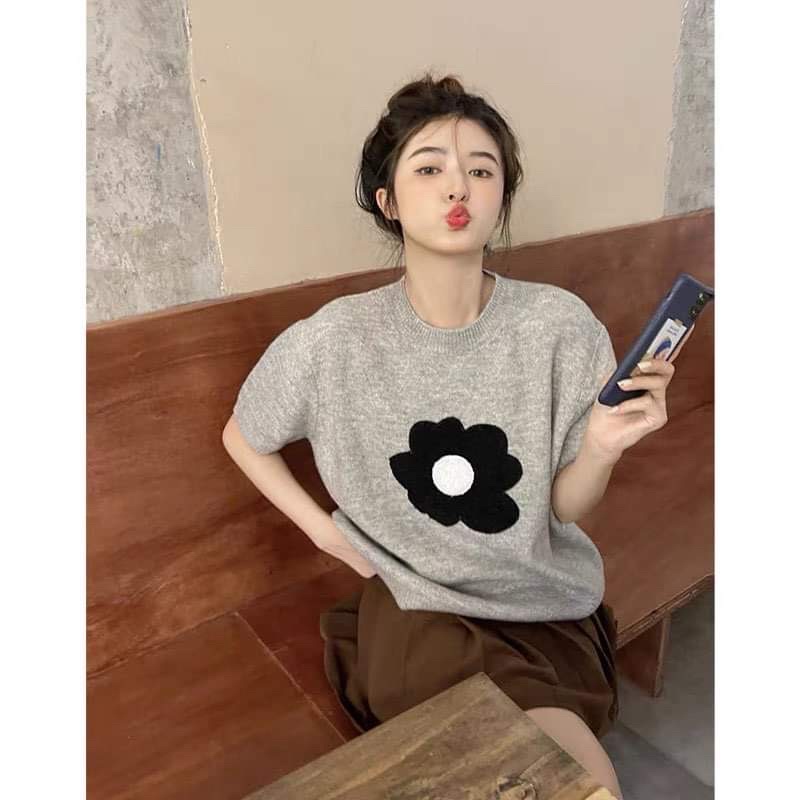 Áo len thêu hoa cộc tay Nana21 Nanastore21