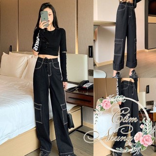 Quần giả bò ống rộng túi hộp hottrend CAMNHUNGSI