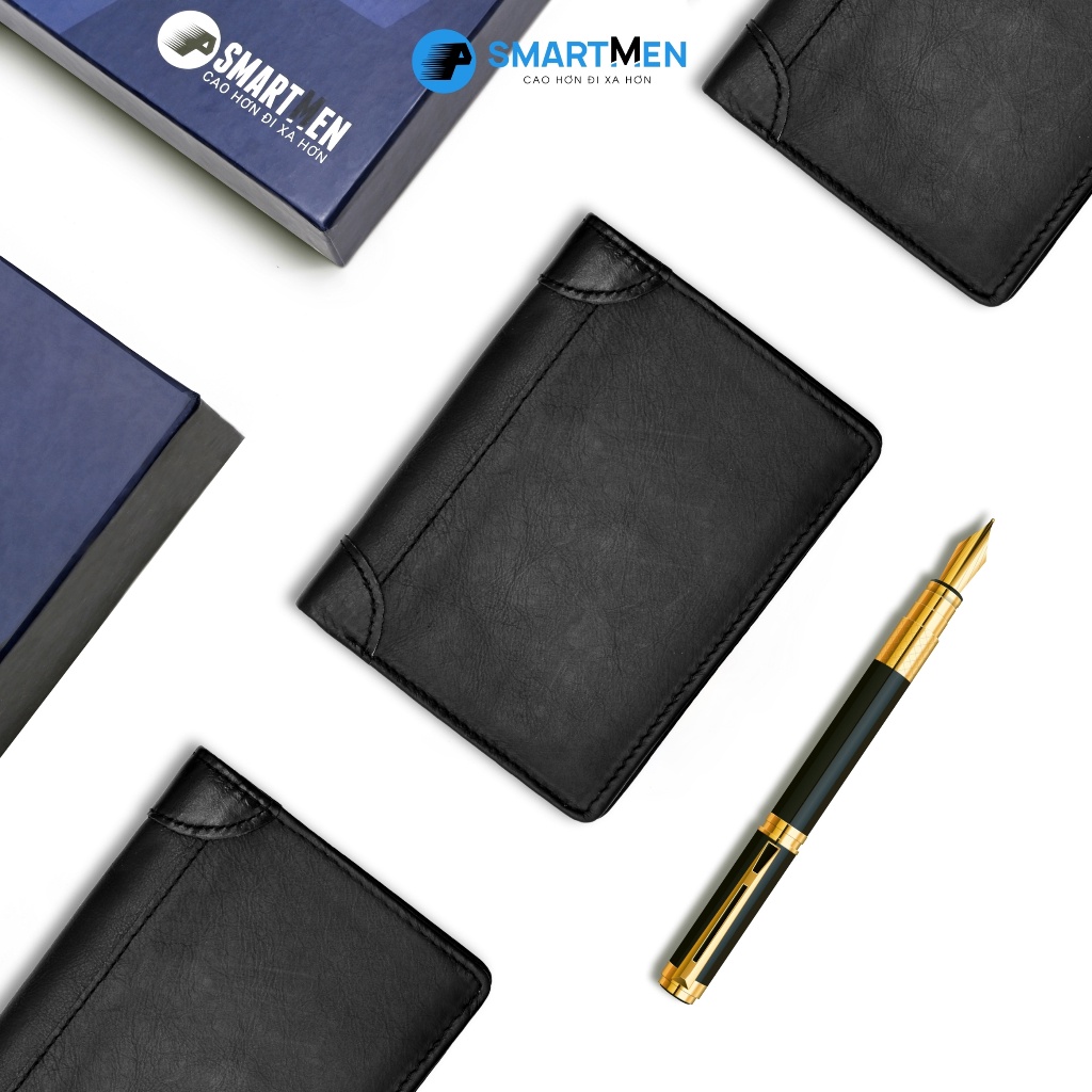 Ví gấp da bò Smart Men HCM màu đen VD-15