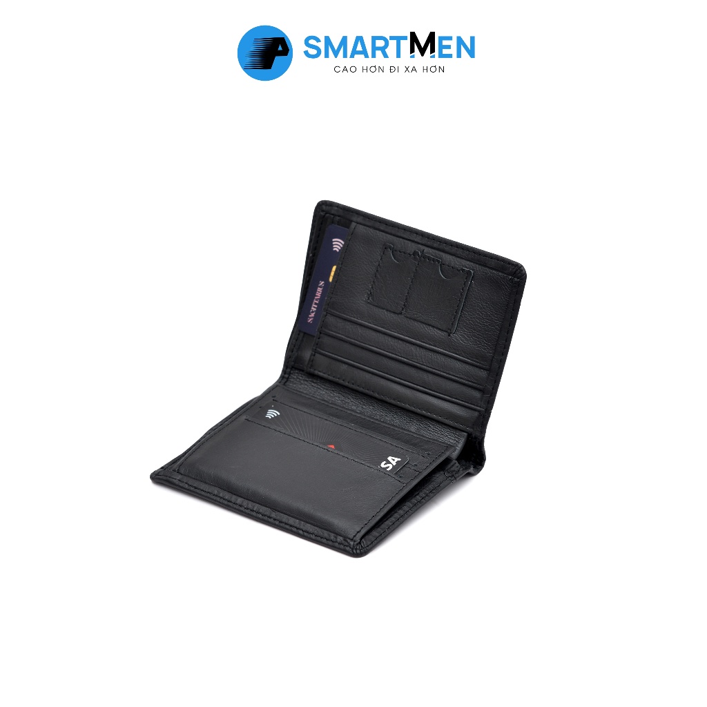 Ví gấp da bò Smart Men HCM màu đen VD-15