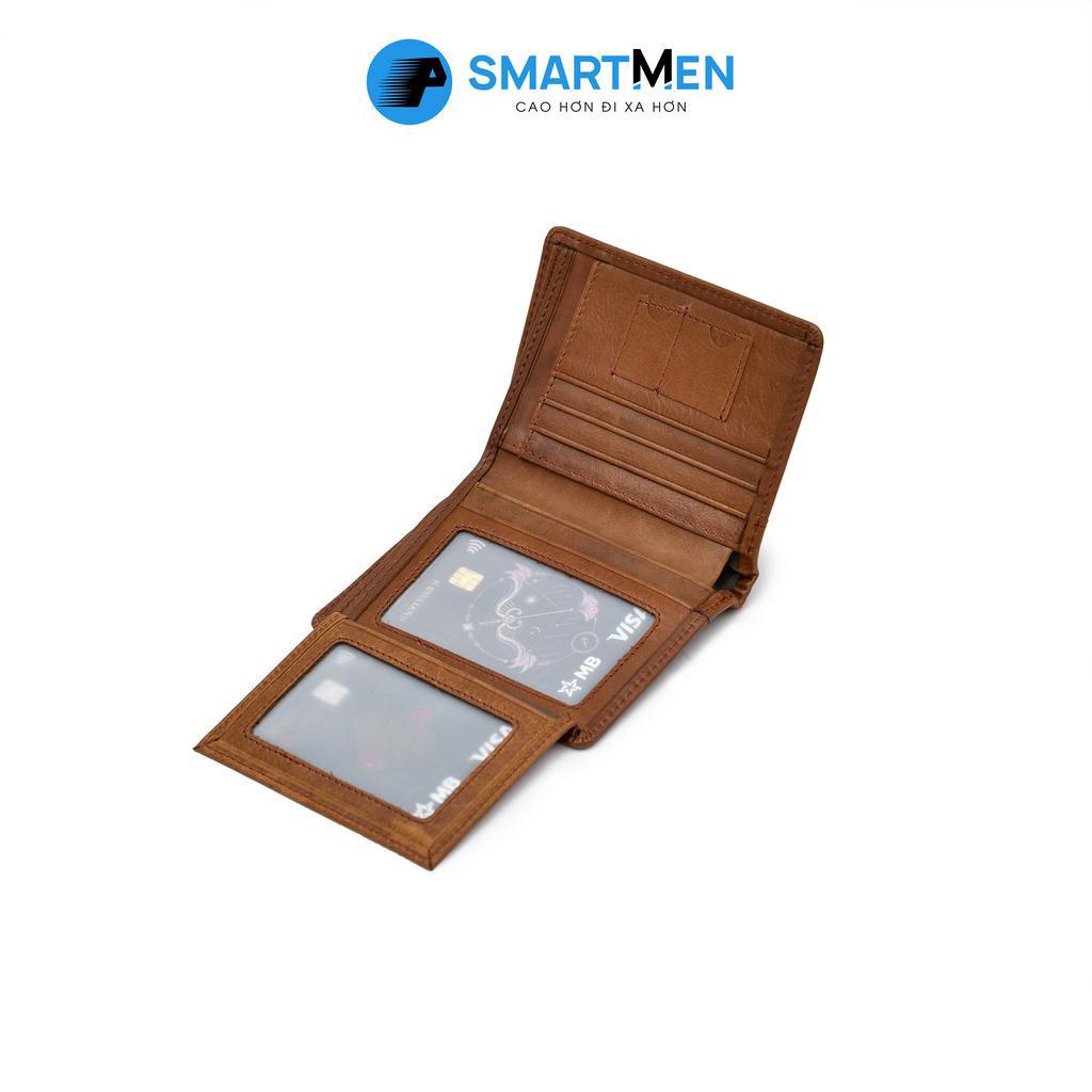 Ví gấp da bò SMARTMEN màu nâu VD-16