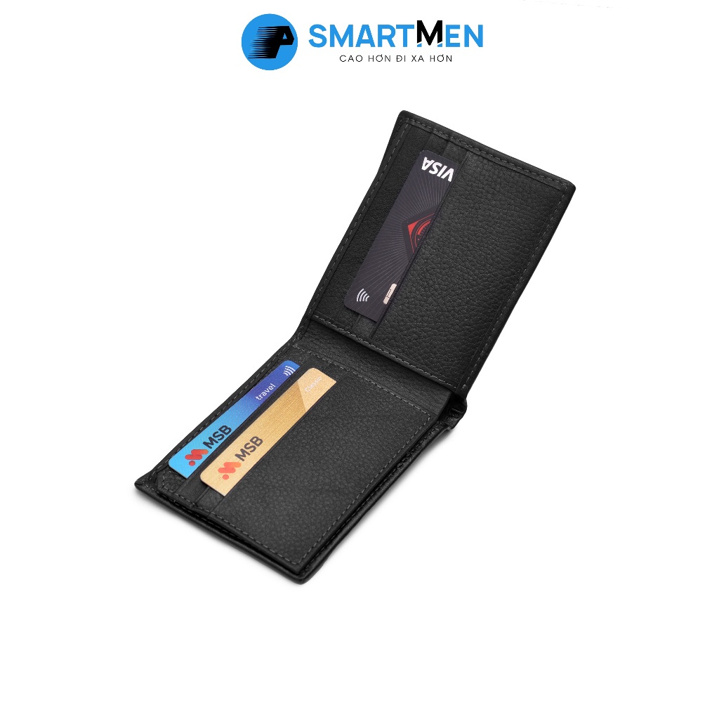 Ví cầm tay da bò SMARTMEN màu đen VD-04