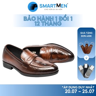 Giày da công sở tăng chiều cao SmartMen GS04 (Nâu)