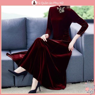 Ch t L Ng M nhung Vi T đầm nhung Dáng Chữ a Dài Cách Tân Thời Trang Xuân Thu 2021 Mới Thời Trang Cho Phụ Nữ Trung Niên