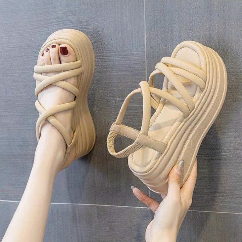 GIÀY SANDAL ĐẾ BÁNH MÌ 7 PHÂN QUAI DA DÂY ỐNG SIÊU HÓT