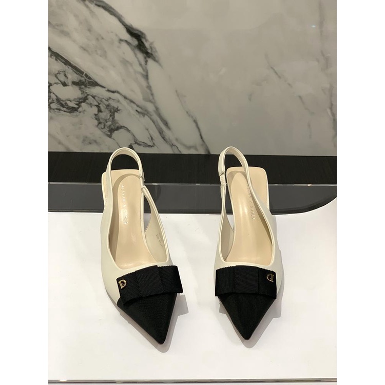 Xiaoxiang Giày Cao Gót Mũi Nhọn Hở Ngón Đính Nơ Sau Lưng Thời Trang Xuân Hè 2023