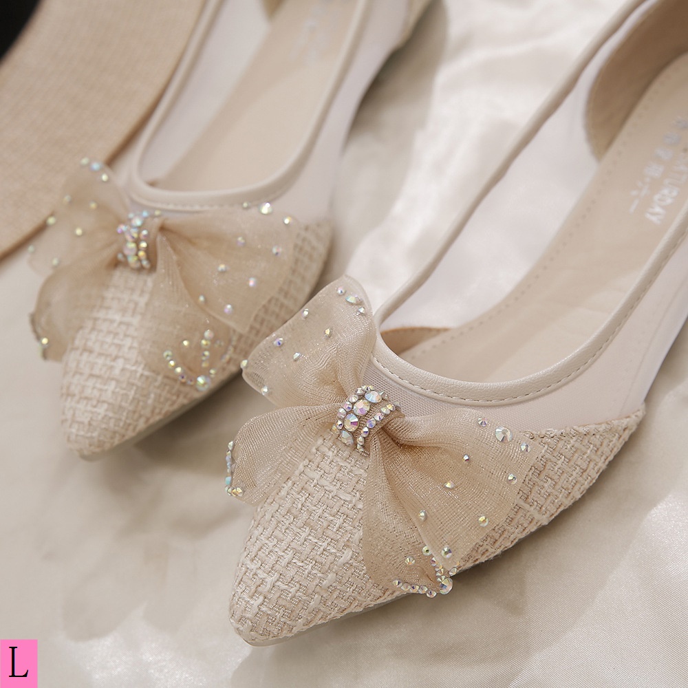 Giày Cao Gót Mũi Nhọn Thoáng Khí Thời Trang Xuân Thu 2023 Cho Nữ