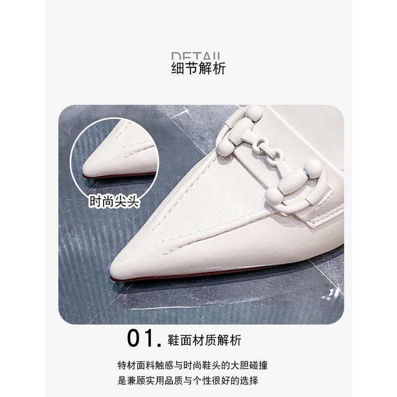 Dép Cao Gót Da Mềm Mũi Nhọn Thời Trang Xuân Hè 2023 Đen