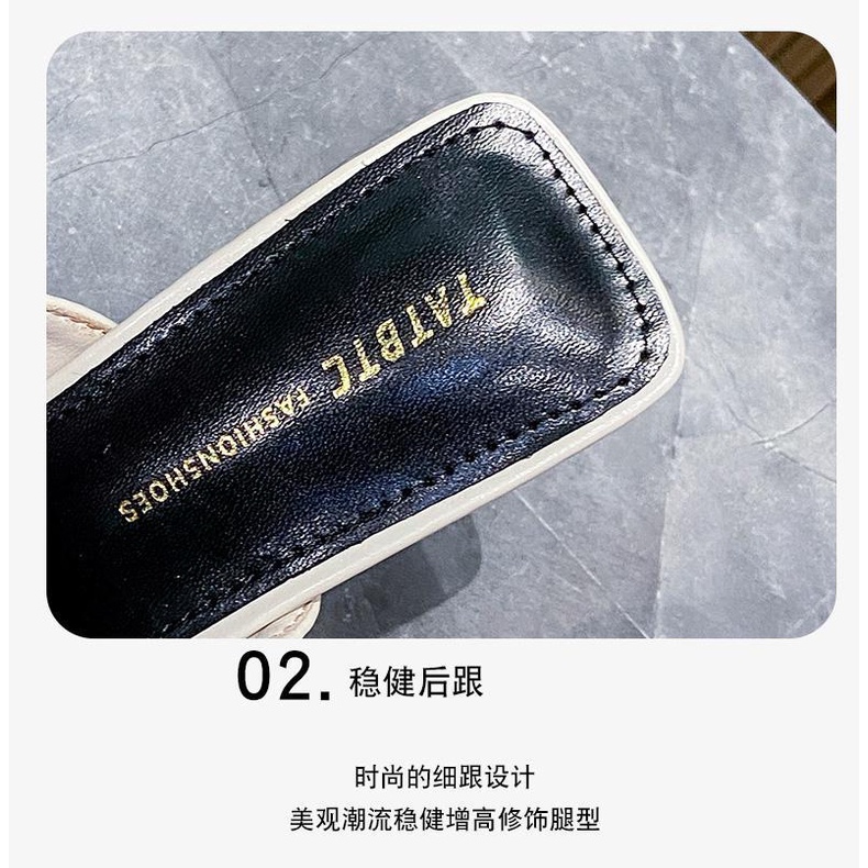 Dép Cao Gót Da Mềm Mũi Nhọn Thời Trang Xuân Hè 2023 Đen