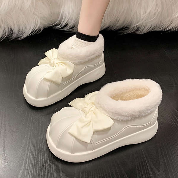 Dép cotton Đính Nơ Thời Trang Thu Đông 2023 Cho Nữ Dễ Thương