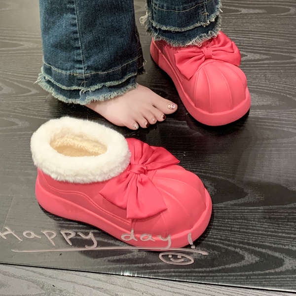 Dép cotton Đính Nơ Thời Trang Thu Đông 2023 Cho Nữ Dễ Thương