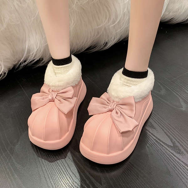 Dép cotton Đính Nơ Thời Trang Thu Đông 2023 Cho Nữ Dễ Thương