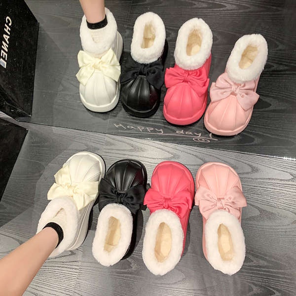 Dép cotton Đính Nơ Thời Trang Thu Đông 2023 Cho Nữ Dễ Thương