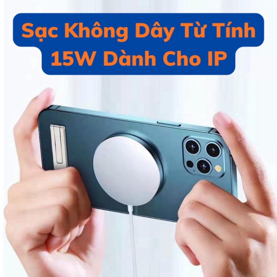 Đế Sạc Không Dây Từ Tính 15W Cho IP 13/13promax/14/14promax  - màu trắng, hỗ trợ sạc nhanh