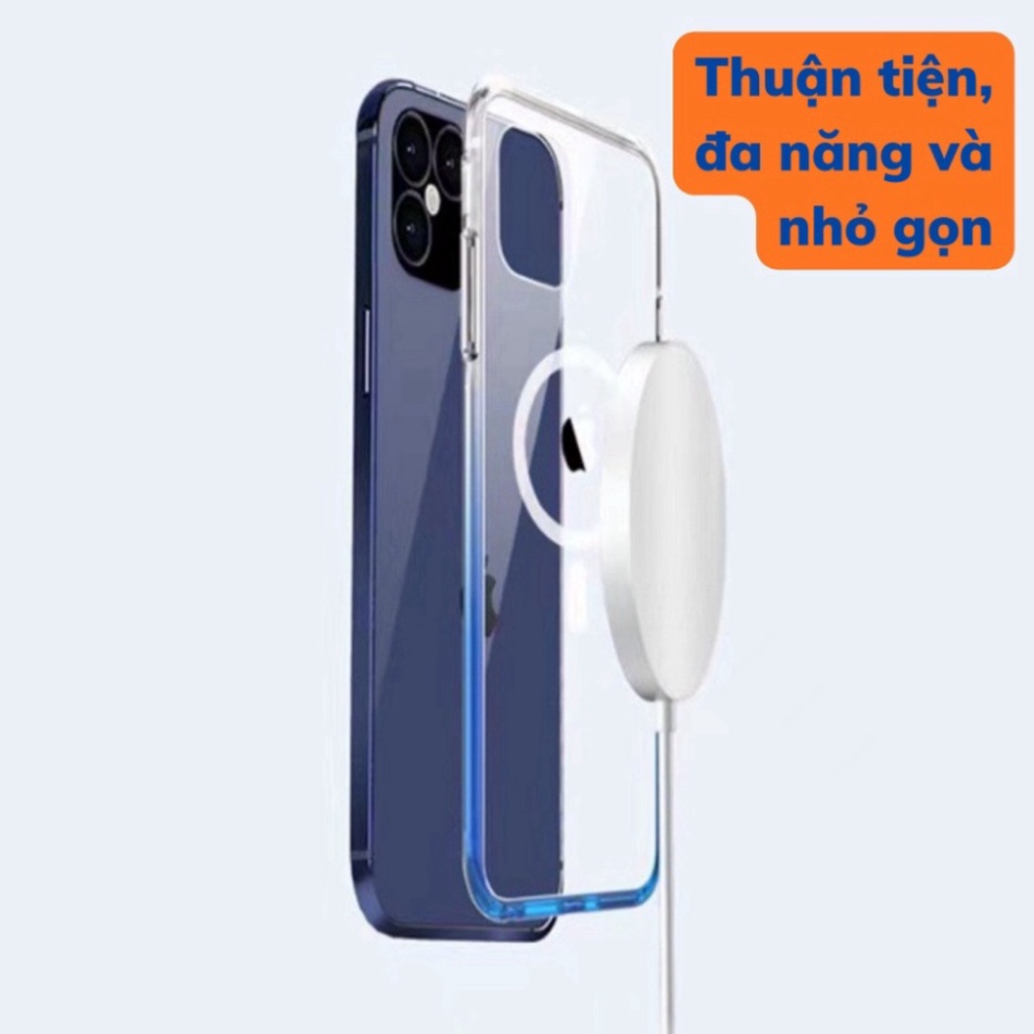 Đế Sạc Không Dây Từ Tính 15W Cho IP 13/13promax/14/14promax  - màu trắng, hỗ trợ sạc nhanh